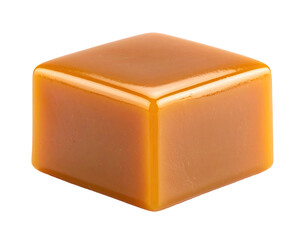 Close-up of a caramel square candy