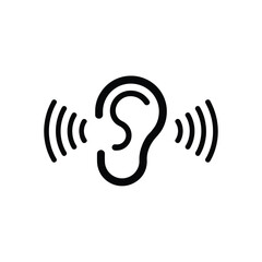 Symbol of an ear with sound waves indicating hearing