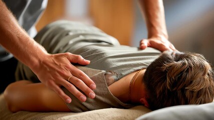 Massage therapy relaxation wellness hands back shoulder massage for muscle relief comfort stress healing spa treatment - Powered by Adobe