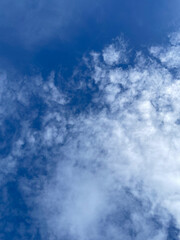 Image of a blue sky and some clouds with copy space for text.	
