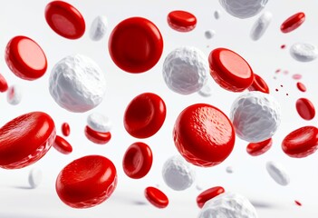 Fototapeta premium Floating Red and White Blood Cells in a Scientific Illustration