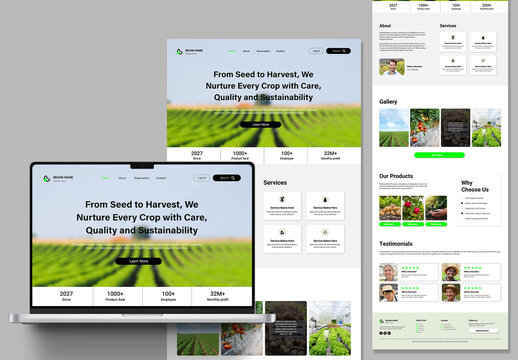 Agriculture Landing Page Design Template