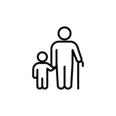 Icon of an adult and child holding hands with a cane