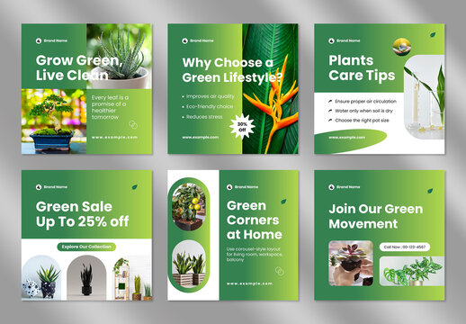 Green Lifestyle Plant Social Media Post Template