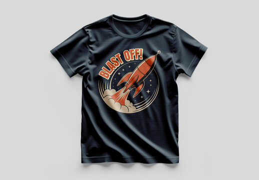 Men Tshirt Design With Space Rocket Illustration