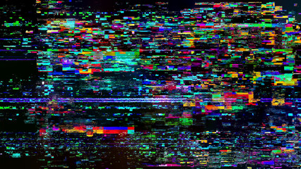Futuristic Glitch Effect with Digital Noise Distortion &ndash; Abstract Cyberpunk Error Screen Texture