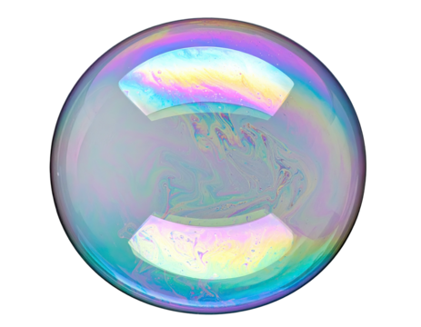 Close-up of iridescent soap bubble, colorful swirls - Powered by Adobe