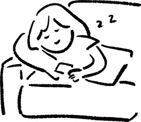 ソファで眠る女性のイラスト