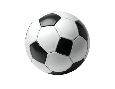 A black and white soccer ball, perfectly round