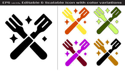 Editable AI Food Cooking Icon Design Set Vector Illustration for Kitchen Restaurant Graphic Art