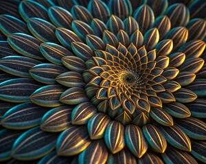 Abstract sunflower seeds spiral pattern macro shot close-up