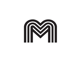 Professional M logo vector stock artwork in clean outline