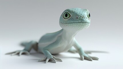 Fototapeta premium Adorable Flat Cartoon Jade Green Lizard Character