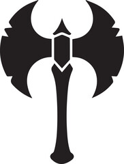 Black silhouette of a medieval battle axe with ornate head and handle