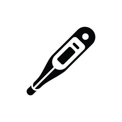 Black and white icon of a digital thermometer