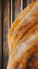 Closeup of a beautifully textured ham showcasing natural marbling and rich colors.