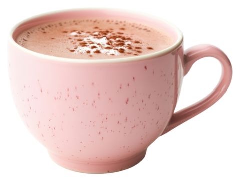 PNG Hot cocoa pink mug chocolate beverage drink.