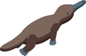 Isometric view of a platypus gracefully swimming, showcasing its unique features and australian origins