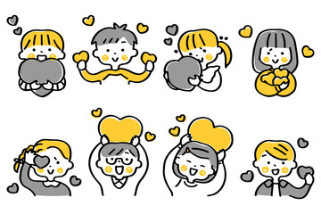 ハートを持つこどもたちのイラストセット②