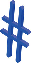 Fototapeta premium Blue hashtag symbol floating in isometric view, representing social media trends and online communication