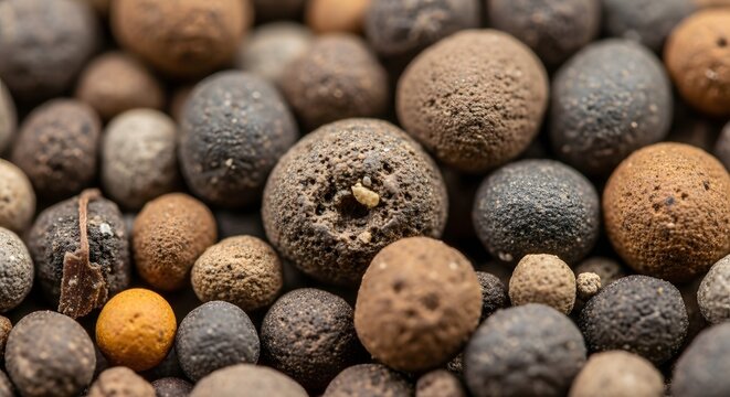 Close-Up of Clay Pebbles A Detailed Macro View