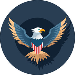 An illustration of a cartoon American eagle with a flag, symbolizing freedom and wildlife