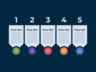 Concept of arrow business model with 5 successive steps. Six colorful graphic elements. Timeline design for brochure, presentation. Infographic design layout