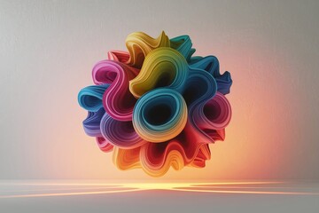 Colorful Abstract 3D Sphere with Vibrant Rainbow Hues and Unique Design.