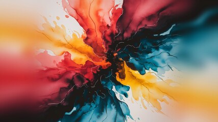 Colorful Abstract Explosion of Paint and Ink in Motion.