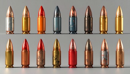 Row of various ammunition cartridges