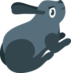 Adorable gray rabbit jumping and looking up, perfect for children's books, illustrations, and easter designs