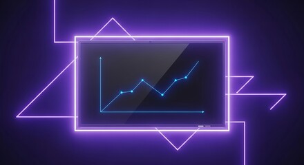 Neon graph on display, glowing trendline analysis with dynamic lights