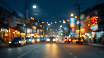 Soft bokeh city lights in Chiang Mai Thailand at night abstract blurred background with warm glowing orbs ideal for web banners posters social media headers and elegant backdrop with copy space