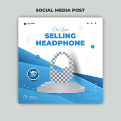 Best Selling Headphone Social Media Post Design Template