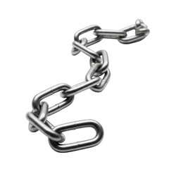Fototapeta premium Metallic chain curves across a black backdrop, links reflecting the light