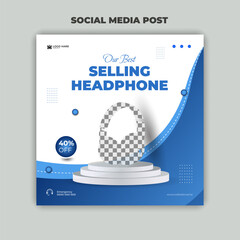 Best Selling Headphone Social Media Post Design Template