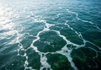 Blue turquoise ocean waves and ripples with a white foamy surface