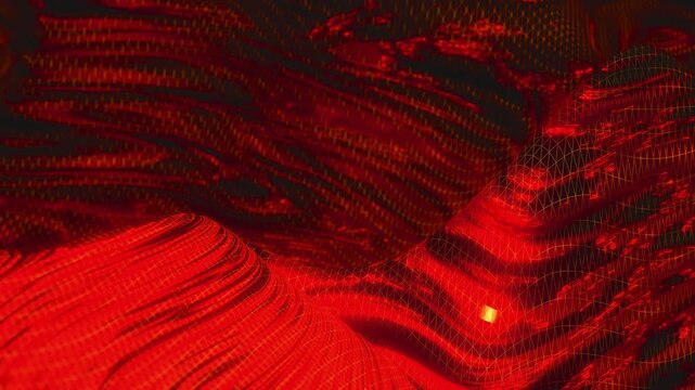 Dramatic abstract red landscape evoking volcanic eruption with textured organic feel for backgrounds, modern art, or website design element