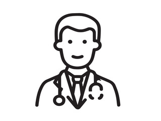 Professional Medical Student Outline Vector Illustration Icon