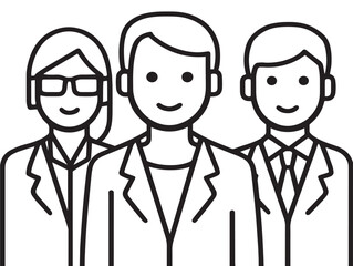 Creative Medical Students Group Outline Vector Illustration
