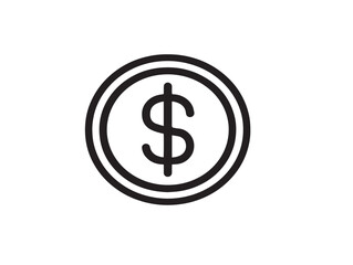 Clean Money Symbol Minimal Line Art Vector Illustration