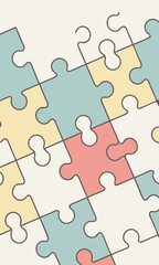 Fototapeta premium Colorful Interlocking Puzzle Pieces Forming a Complex Abstract Composition