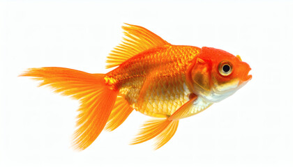 Oranda goldfish isolated on white background, realistic aquarium fish, vibrant orange goldfish, detailed Oranda fish illustration, freshwater ornamental fish design