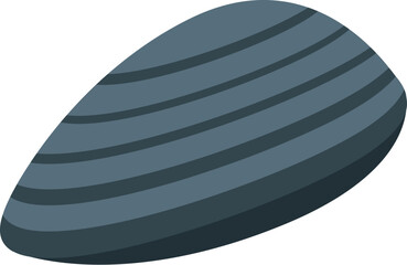 Simple vector illustration of a closed mussel shell, representing seafood, oceans, and marine life