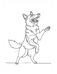 Fototapeta premium Playful Dog Standing on Hind Legs.