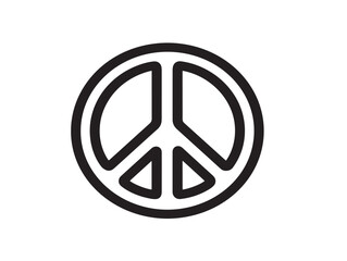 Elegant Peace Sign Minimal Line Art Vector Icon