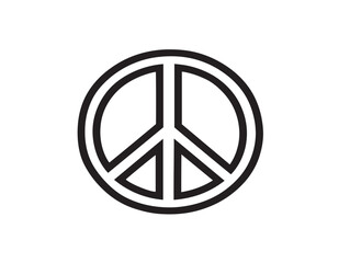 Modern Peace Symbol Outline Vector Illustration Design