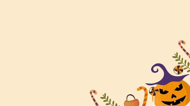 Cute pumpkins ghosts halloween design with beige festive background