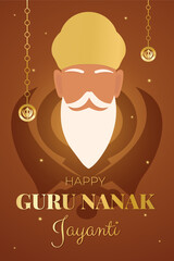Happy Guru Nanak Jayanti Card or Poster. Vector illustration.