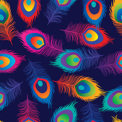 Abstract seamless colorful Feathers pattern	
